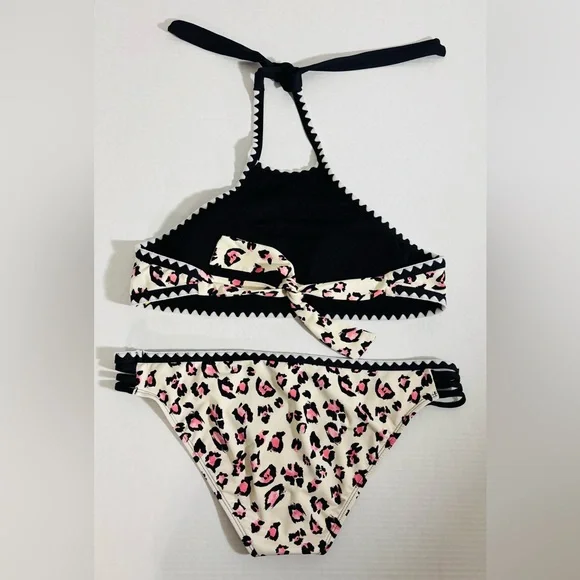Gianni Bini Black Pink White Leopard Print Swimwear Bikini - Picture 2 of 10